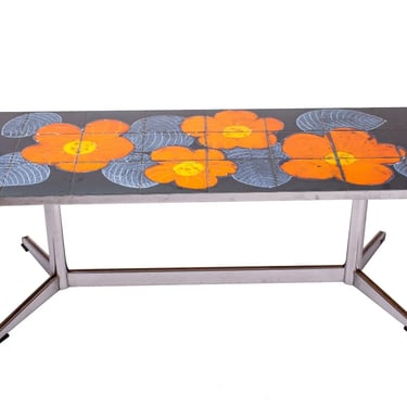Orange Ceramic Table mid century french modernist