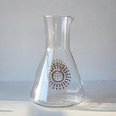 Pyrex carafe atomic sun starburst metallic gold vintage glass juice pitcher no lid 