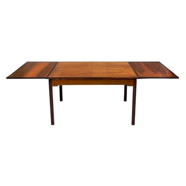 Scandinavian Walnut Expanding Dining Table w 2 Leaves & Edge Banding