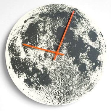 Glow in the Dark Moon Wall Clock: Hand-Painted Screenprint, 14