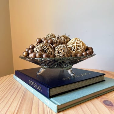 Glass Spiral Footed Catchall Tray 