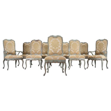 Set of Ten Minton-Spidell Country French Painted Dining Chairs