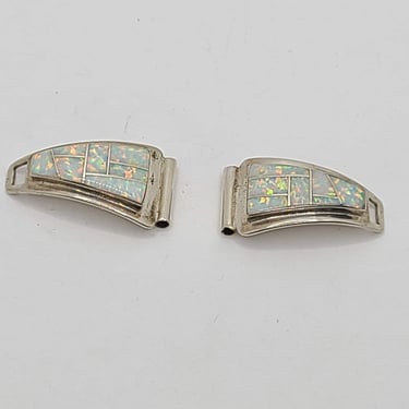 Faux Opal Watch Tips - Sterling Silver Watch Bands - Silver Faux Opal Watch Ends - Zuni Style - Watch Band - Smartwatch Band 