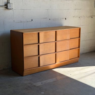 Heywood Wakefield Maple Lowboy Wooden Dresser Chest of Drawers Mid-Century Modern 1950s 
