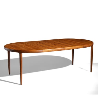 Mid Century Teak Dining Table with 2 Leaves - mcm 