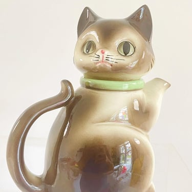 Vintage 1970s Cat Siamese Teapot Ceramic 1972 CMI Japan Coffee Tea Pot MID Century Kitsch Decor 