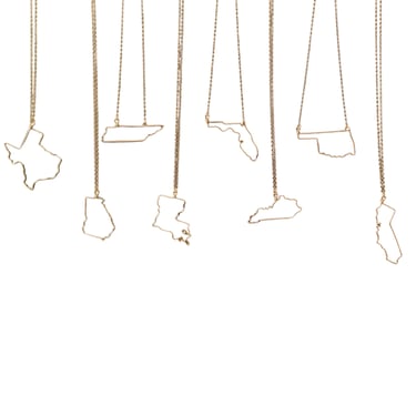 Home State Outline Necklace To Show Your State Pride Or When You're Homesick - Wire State Outline Necklace in Silver or Gold 