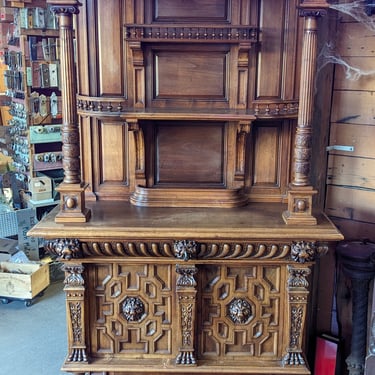 Antique Carved Walnut French Hutch