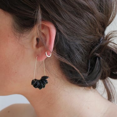 14k Goldfilled Recycled Earrings, Teardrops With Dark Green Petals Handmade From Upcycled Plastic Bottles, Ethical Sustainable Jewelry 