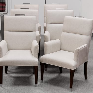 Set of 6 Custom Vangaurd Upholstered Dining Chairs