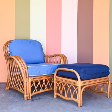 Rattan Lounge Chair and Ottoman
