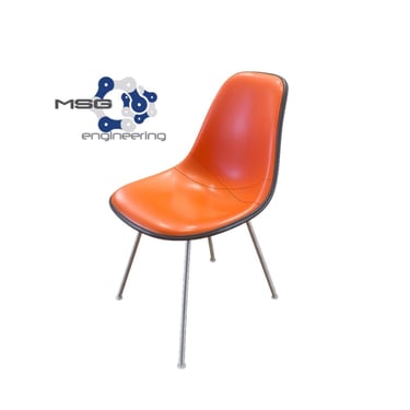 Authentic Eames Herman Miller Side Shell Chair, Orange Vinyl - Free Shipping 