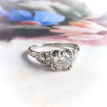 Art Deco Diamond Engagement Ring Platinum :  .73 ct.tw. 