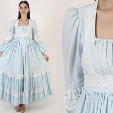 Vintage Gunne Sax Dirndl Dress, Jessica McClintock Boho Wedding Gown 