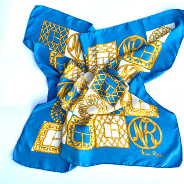 Vintage 80s Nina Ricci large Silk Scarf Made in Italy 