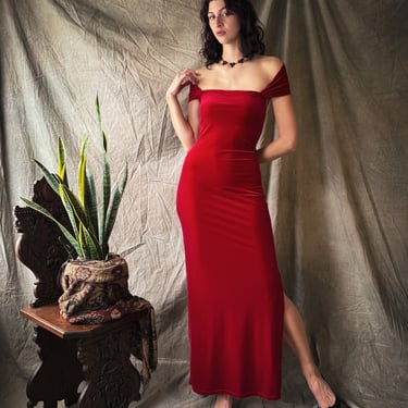 90s Velvet Maxi Dress | S-M