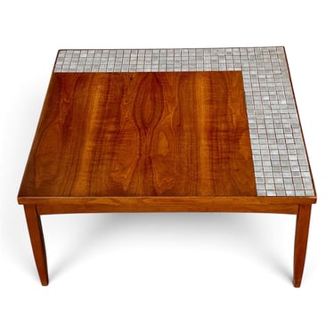 Lane Midcentury Modern Walnut And Tile Inlay Coffee Table 