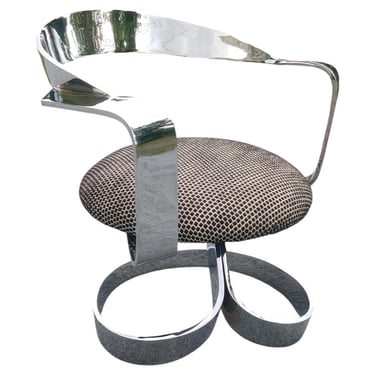 Carlos Ojinaga for Ojidecco 'Cinta' Swiveling Lounge Chair in Chrome & Wool