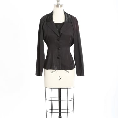 Vintage 90s Black Tuxedo blouse 
