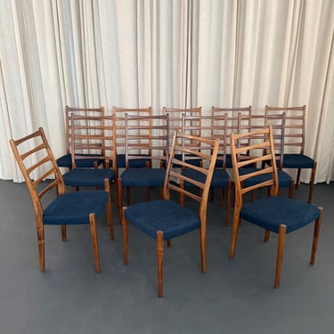 Set Of Twelve Rosewood Ladder-Back Dining Chairs By Svegards Markaryd