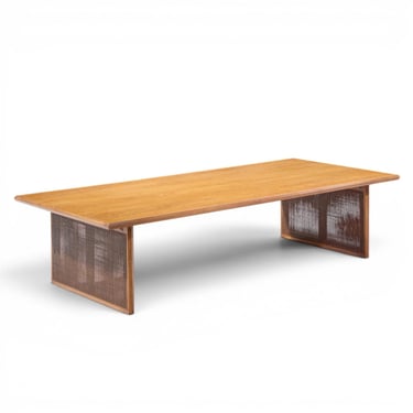 Founders Mid Century Walnut and Cane Coffee Table - mcm 