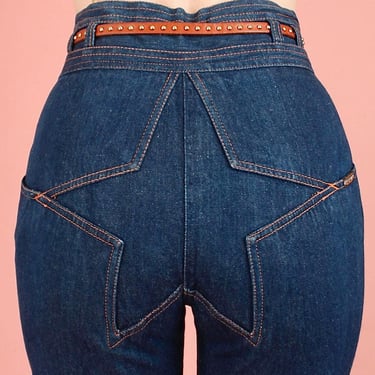 Iconic Vintage 70's Rare STAR High Waisted BELL BOTTOM Jeans Denim Wide Leg Hippie 29 