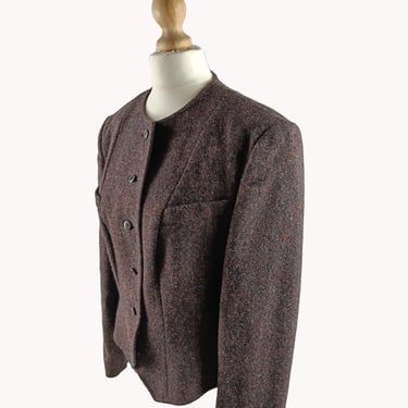 Eastex 1970s Wool Tweed Victoriana Style Cropped Jacket Size M 