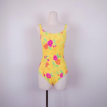 1990s Y2K one piece floral bathing suit swimsuit size xs small 