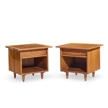 George Nakashima for Widdicomb Origins Model 215 Mid Century Walnut Nightstands - Pair - mcm 