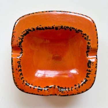 Mid Century Ceramic Orange Ashtray Vintage Coin Dish Catchall 