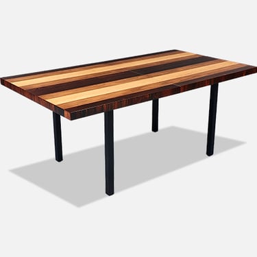 Expanding Milo Baughman Multi-Wood Dining Table for Directional