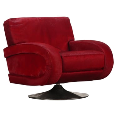 A Large Italian Mid-Century Modern Swivel Lounge Chair, C. 1960.