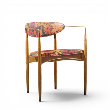 Dan Johnson for Selig Viscount Mid Century Brass and Walnut Chair - mcm 