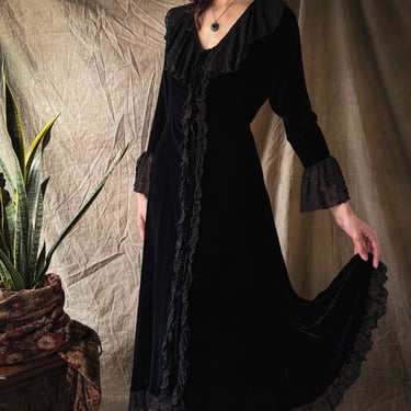 90s Velvet Maxi Dress | M-L