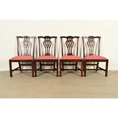 Stickley Georgian Carved Mahogany Dining Chairs, Set of Four