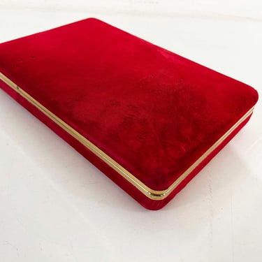 Vintage Red Velvet Jewelry Box: Mele Style Travel Case for Rings, Earrings 