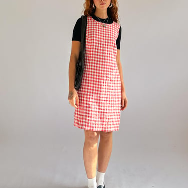 Vintage 1980s Laura Ashley red gingham linen shift dress / Australian-made 