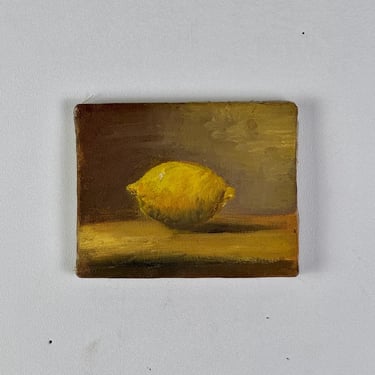 Small Oil on Stretched Canvas Original Painting Of Lemon 