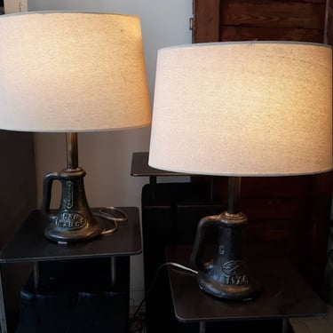 Vintage industrial cast iron trumpet jack accent lamps 