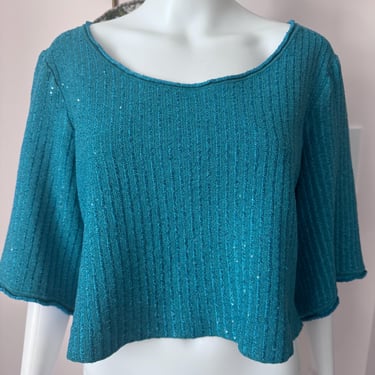 Cute Cropped Teal Blue St. John Sweater 