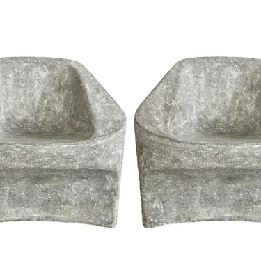 Pair Sculptural Concrete Chairs
