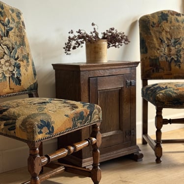 Pair of Two Antique 18th Century French Aubusson Tapestry Chairs 