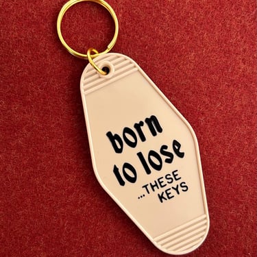 Born To Lose &hellip;These Keys black & beige skull motel hotel vintage style acrylic keychain 