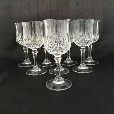 Set of 2 Vintage Cristal D'Arques Longchamp Cut Crystal Cordial Sherry Amaro Port Glasses 