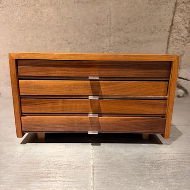 Vintage Walnut Wood Dental Crown Prosthetic Cabinet Jewelry Box 