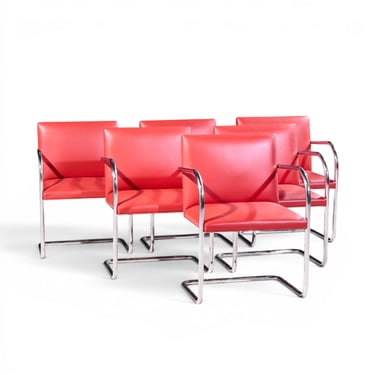 Mies van der Rohe for Knoll BRNO Cantilever Chrome Dining Chairs - Set of 8 