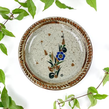 Vintage Handmade Tonala Pottery Plates | Floral Motif | Mexican Pottery 
