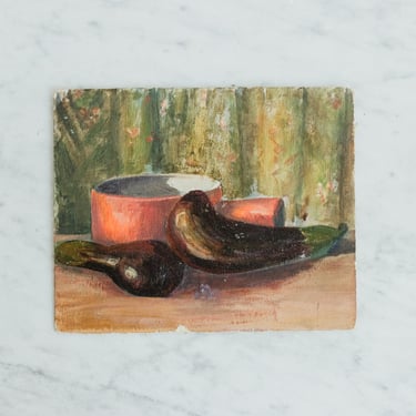Still Life with Eggplant & Copper Pot Oil Painting
