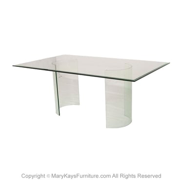 Postmodern Beveled Glass Double Pedestal Dining Table
