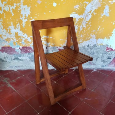 Wooden Folding Chair by Aldo Jacober for Alberto Bazzani | Italian Midcentury Modern | 1960s (2 available) 